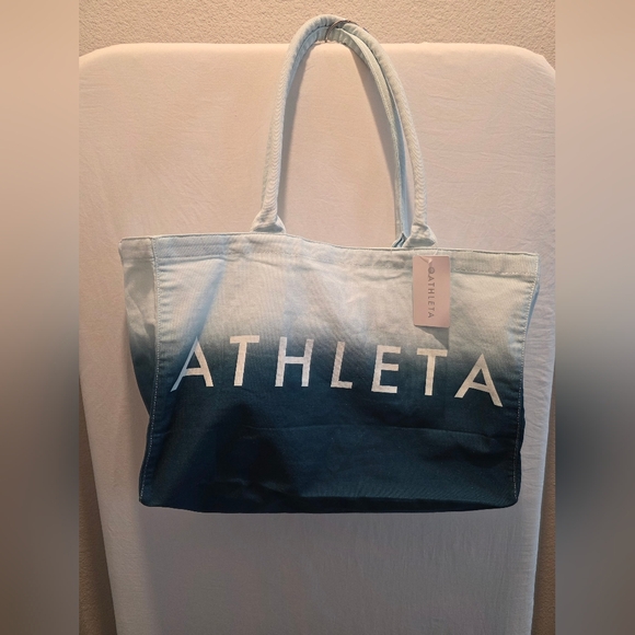 Athleta Handbags - NWT Large Athleta Teal Ombré Coastal Beach, Gym Tote Everyday Bag